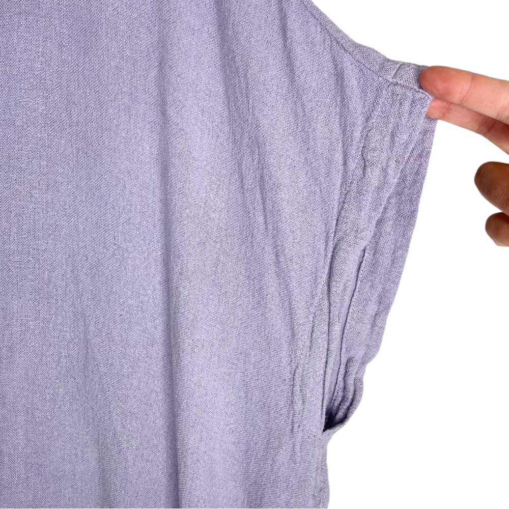 Black Crane Lavender Linen Blend Pleated Cocoon Midi Dress - Small - Picture 8 of 12